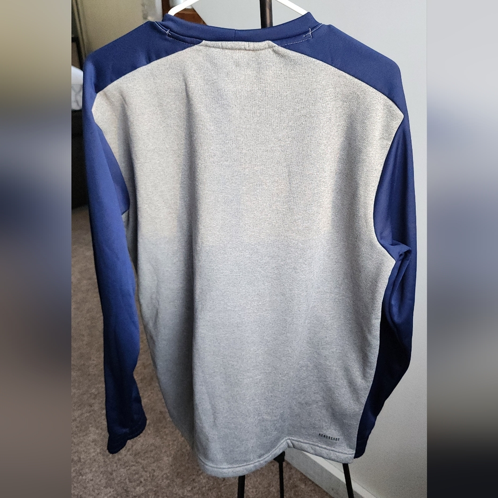 NWT Adidas Men's Team Navy Blue & Grey Crewneck Sweatshirt - Picture 4 of 6